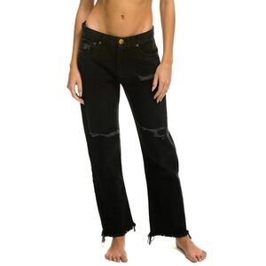 Aviator Nation Mid Rise Relaxed Surfer Jean Vintage Black